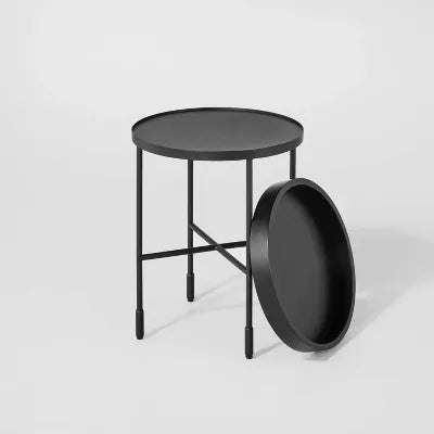 Wood & Metal Accent Side Table - Black