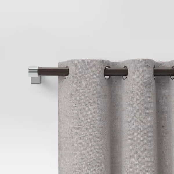 Dark Faux Wood Curtain Rod Nickel