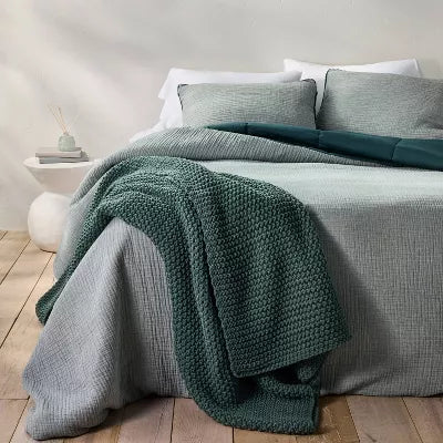 Chunky Knit Bed Blanket - Full/Queen