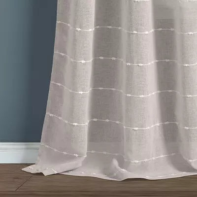 Set of 2 Farmhouse Texture Grommet Sheer Window Curtain Panels