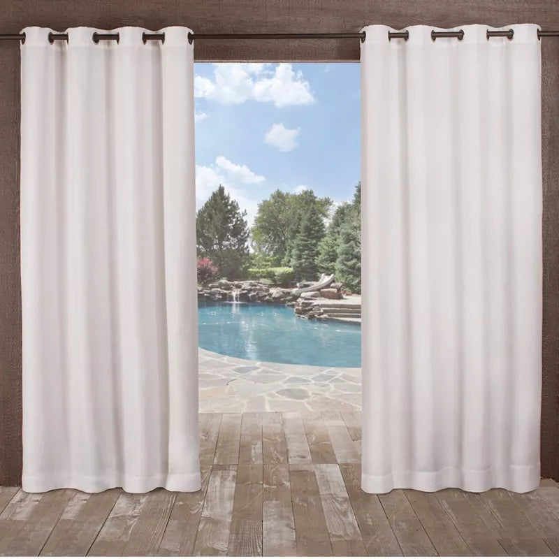 Set of 2 Delano Indoor/Outdoor Heavy Textured Grommet Top Light Filtering Window Curtain Panels