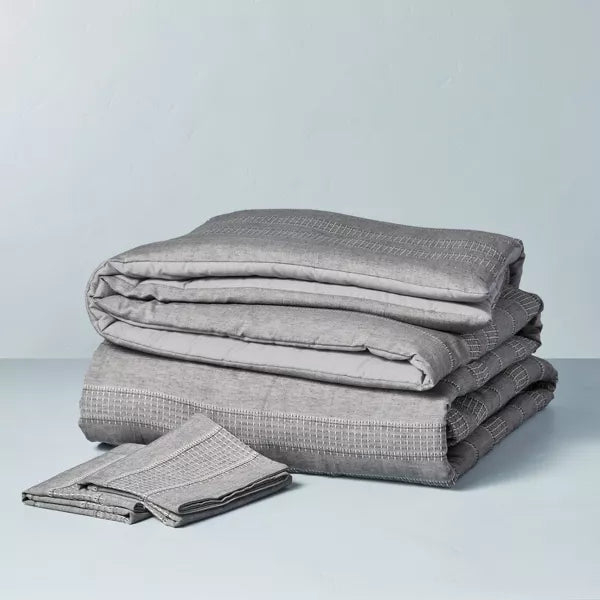 3pc Pickstich Stripe Comforter Bedding Set - Full/Queen