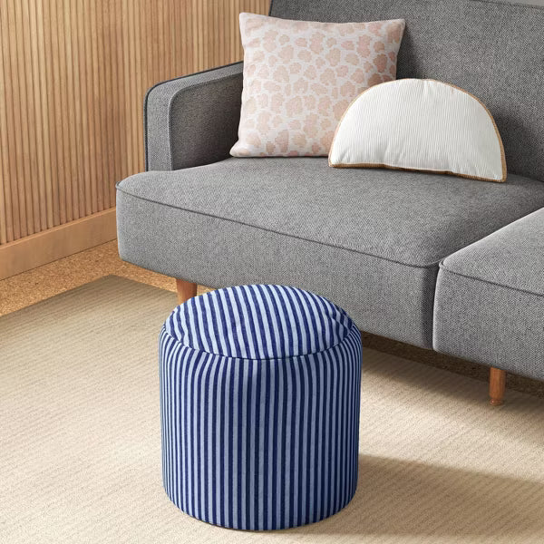 Pouf Striped Blue