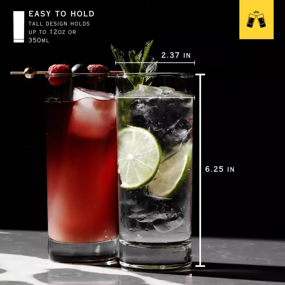 Tom Collins Highball Drinking Glasses Set of 6