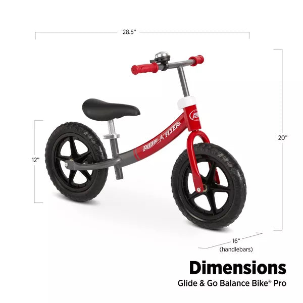 Glide and Go Pro Kids' Balance Bike - Black/Red