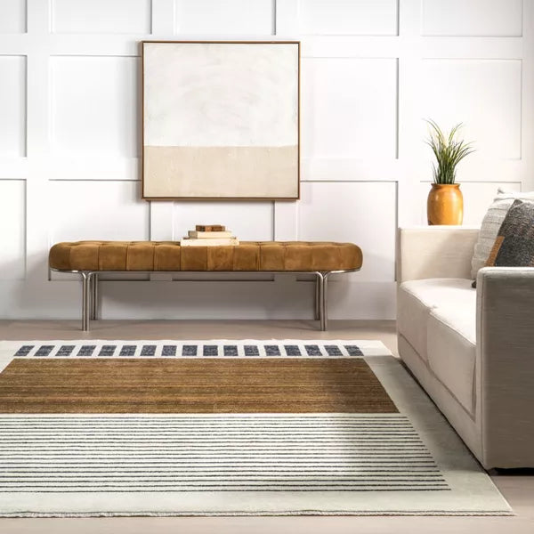 Keeva Modern Striped Fringe Indoor Area Rug 5' x 7' 10"