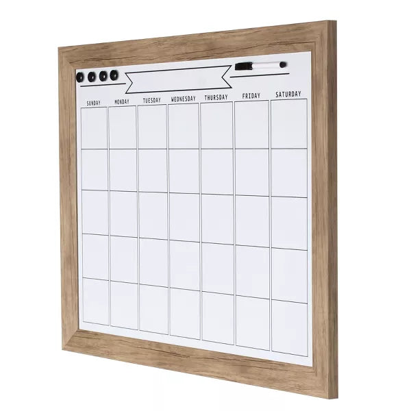 Beatrice Framed Magnetic Dry Erase Monthly Calendar Rustic Brown