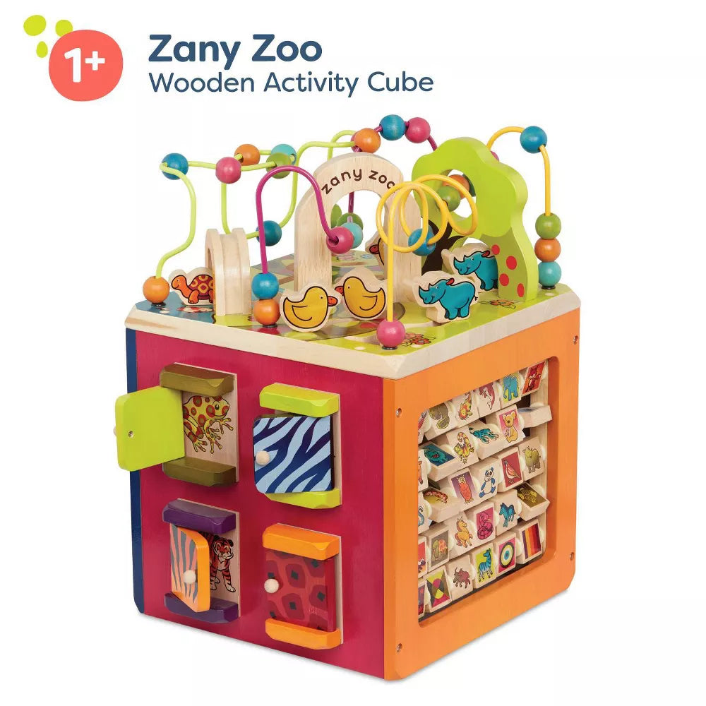 B. toys Wooden Activity Cube - Zany Zoo