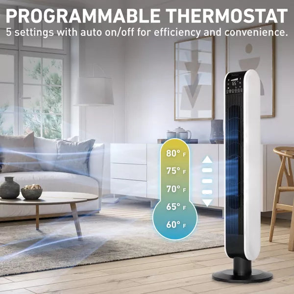 Wi-Fi Tower Oscillating Fan with Clean Breeze