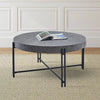 Morgan Round Cocktail Table Gray - Industrial Style, Faux Concrete, Iron Base