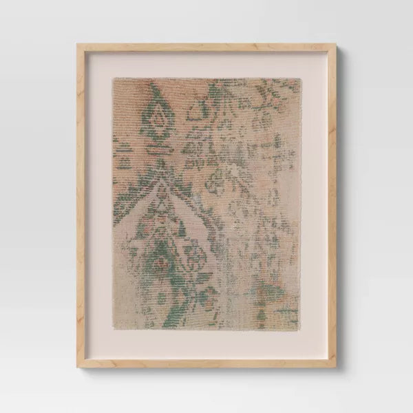 (Set of 2) Textured Fabric Framed Wall Art - Burlap Material, Abstract Digital Art, Beige Polystyrene Frame