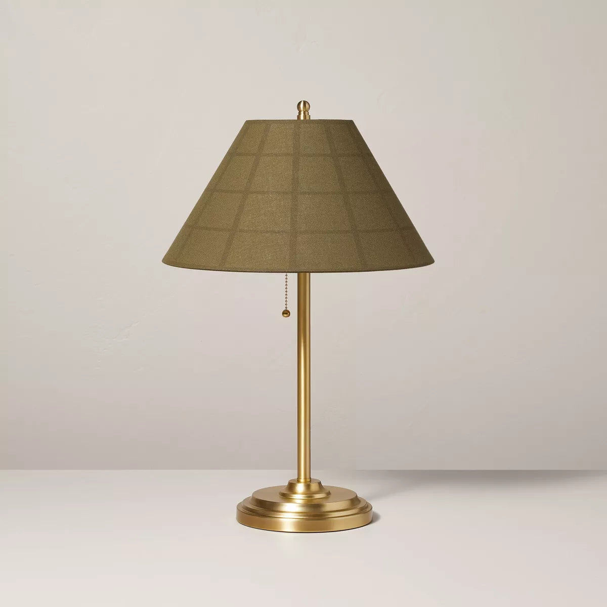 Plaid Shade Metal Table Lamp Brass/Green