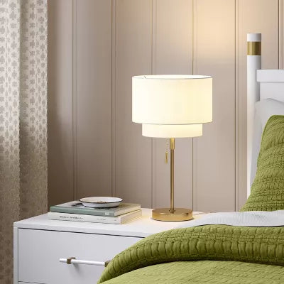 Double Shade Knurled Collection Table Lamp Gold