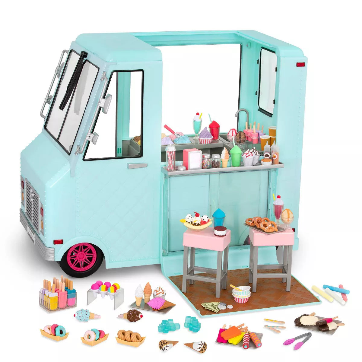 Sweet Stop Ice Cream Truck with Electronics for Dolls - Light Blue