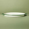 Enamel-Coated Metal Oval Serving Tray Cream/Green