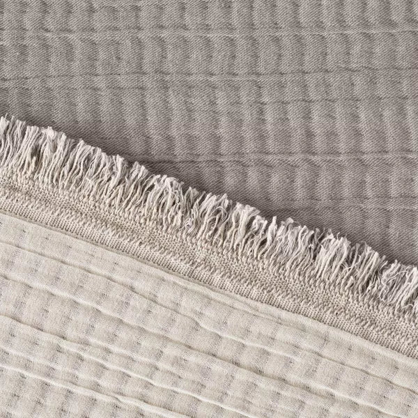 Reversible Textured Cotton Chambray Coverlet - Full/Queen