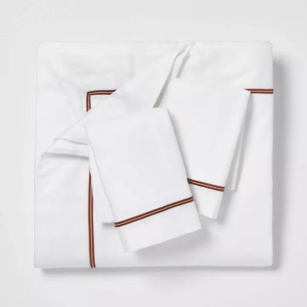 3pc Luxe Embroidered Border Duvet Cover and Sham Set King