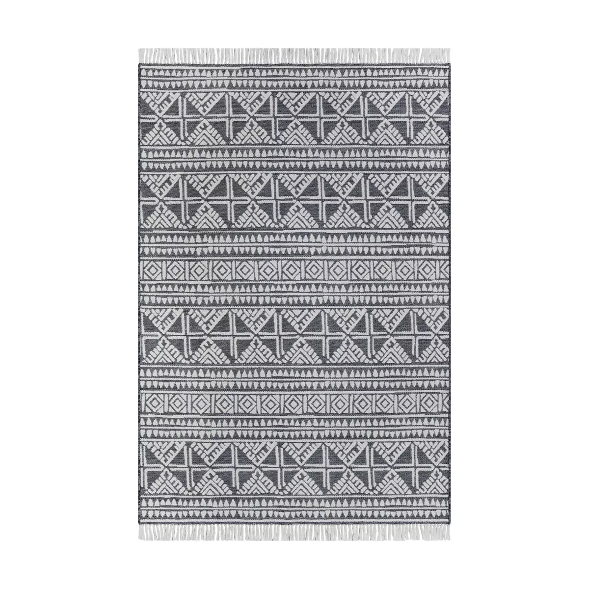 Outdoor Rug Tasseled Charcoal 6'x9'