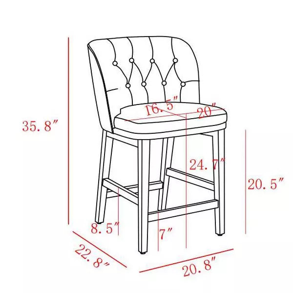 Winfall Tufted Barrel Counter Height Barstool Linen: Ergonomic, Rubberwood Legs, Polyester Upholstery