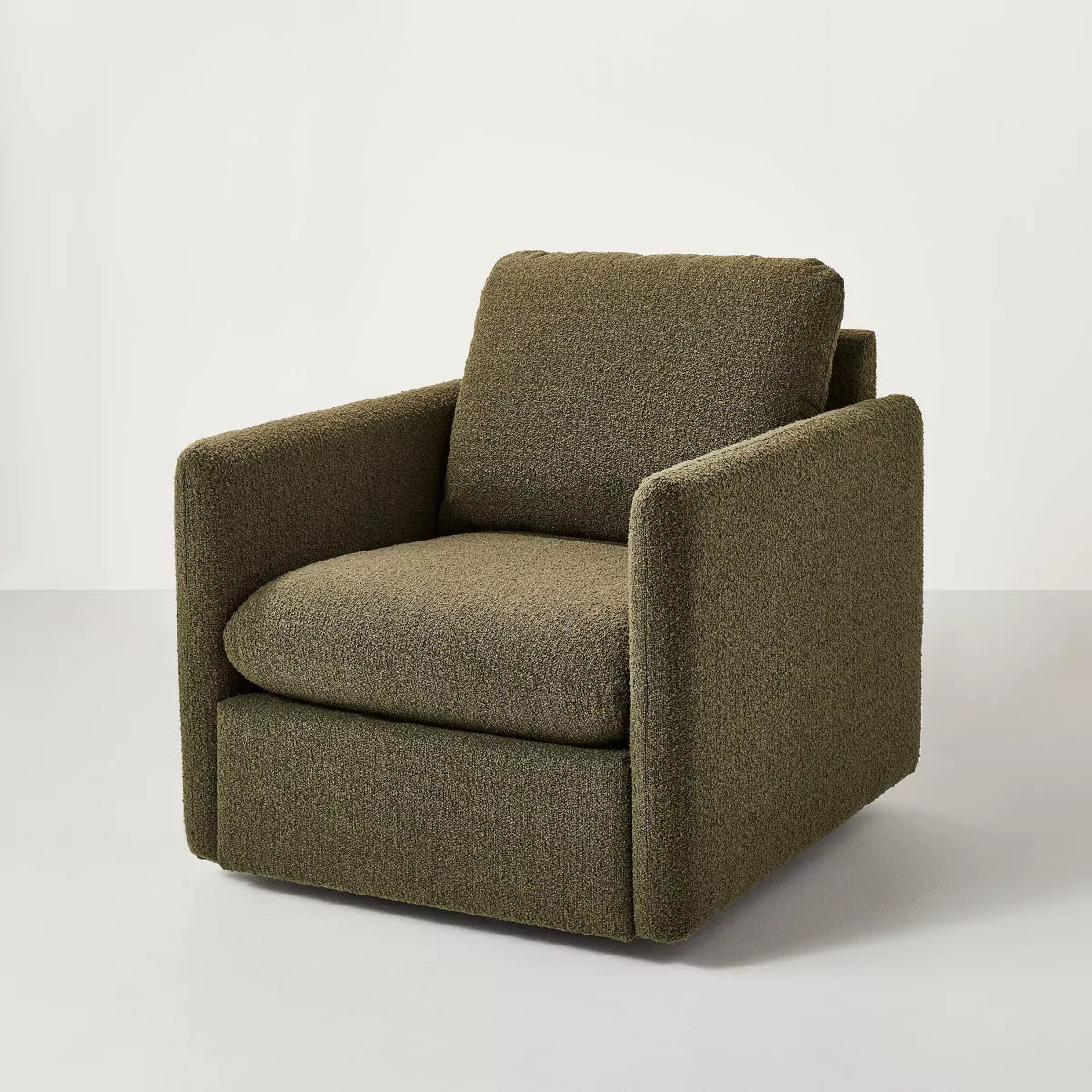 Boucle Upholstered Swivel Arm Chair