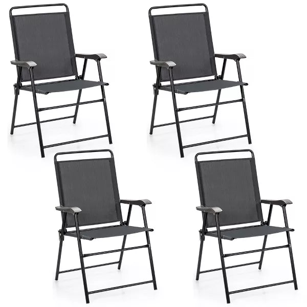 4PCS Outdoor Patio Folding Chair W/Armrest Portable Camping Lawn Garden