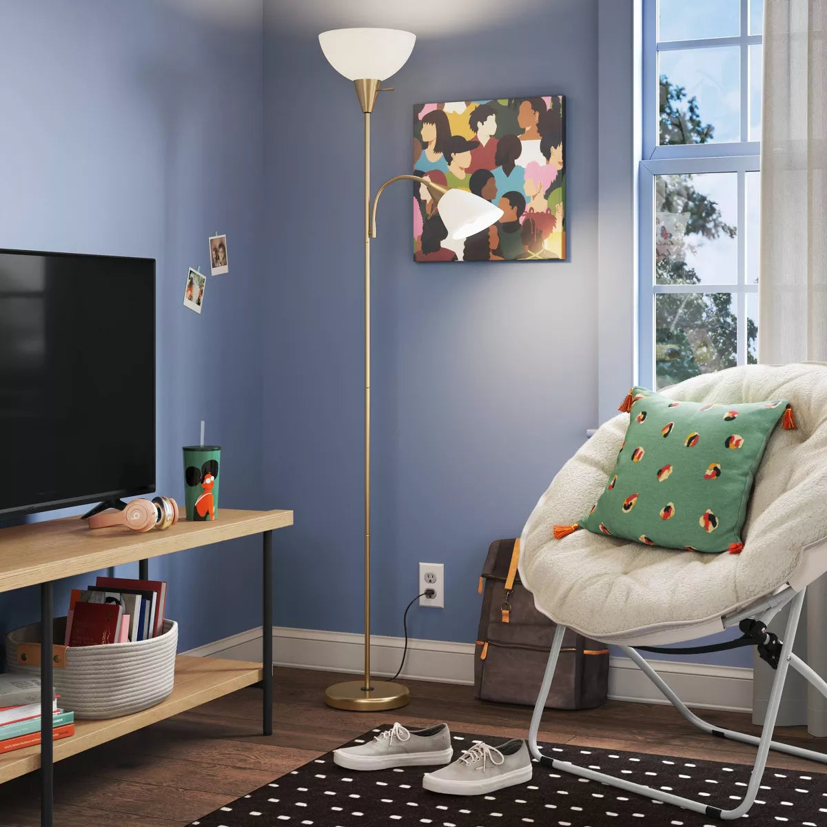 Torchiere with Task Light Floor Lamp