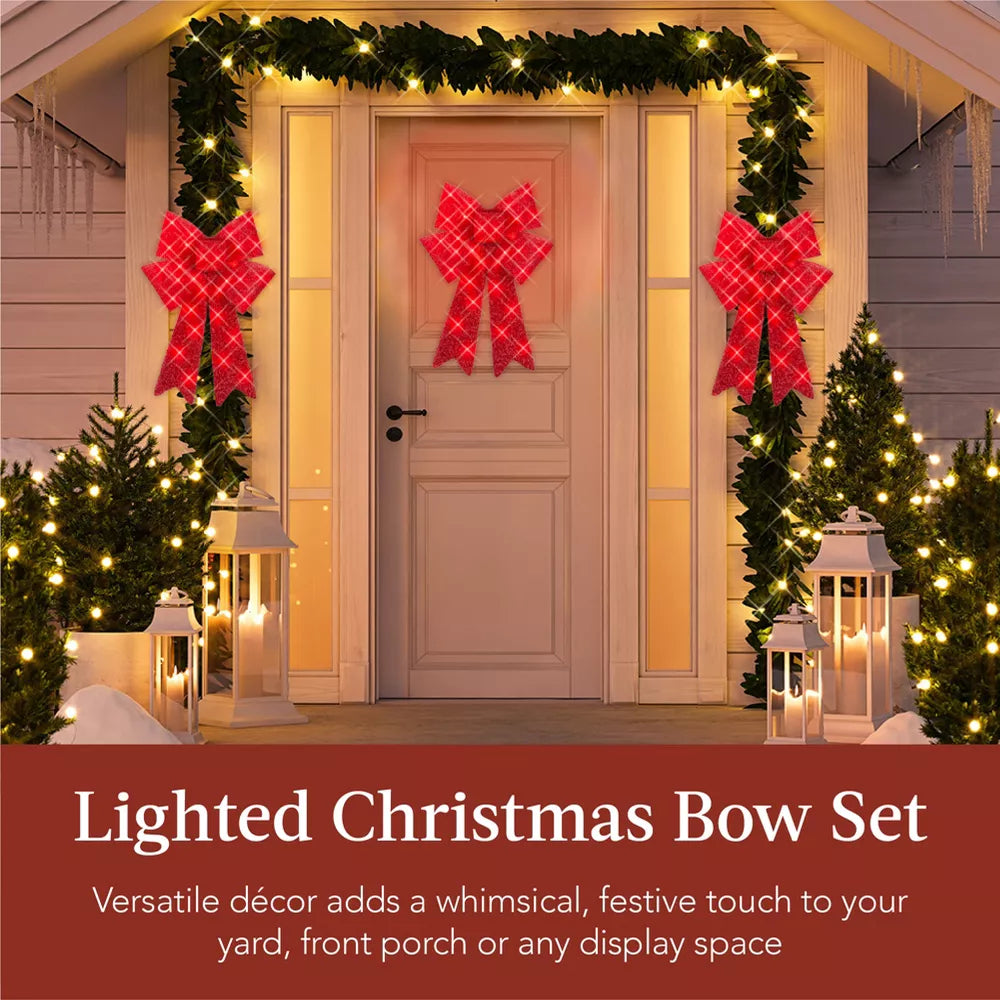 1-Piece Pre-Lit Christmas Bows, LED Holiday Décor w/ 8 Light Functions, final cut