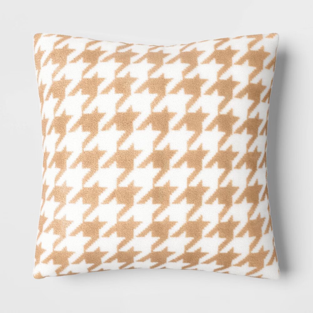 Printed plush Houndstooth Pillow Square Throw Pillow, final cut