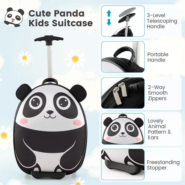 2PCS Kids Carry On Luggage Set 16'' Owl Rolling Suitcase with 12'' Backpack Travel Pink/White/Yellow