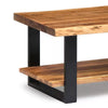 Alpine Live Edge Wood Coffee Table Natural - Acacia Sofa Table, Metal Legs, Rectangular