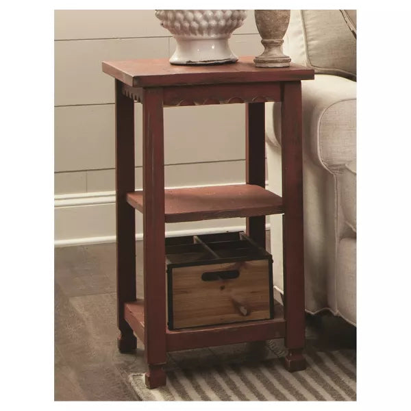 Country Cottage 2 Shelf Wood End Table Antique Finish