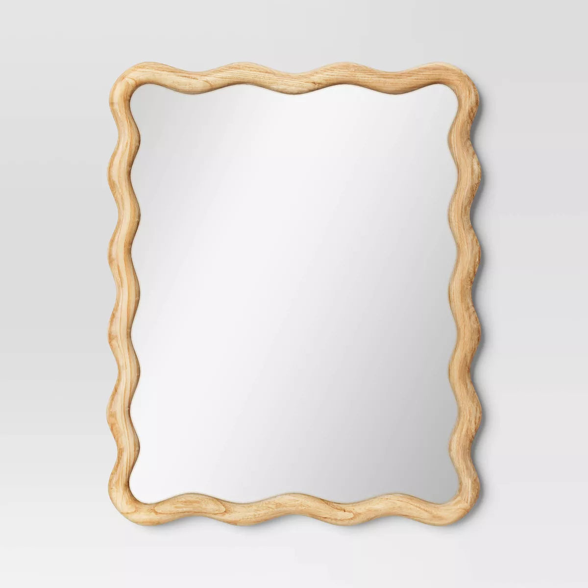 24"x 30" Scalloped Wall Mirror Natural Wood  SHOWROOM ITEM