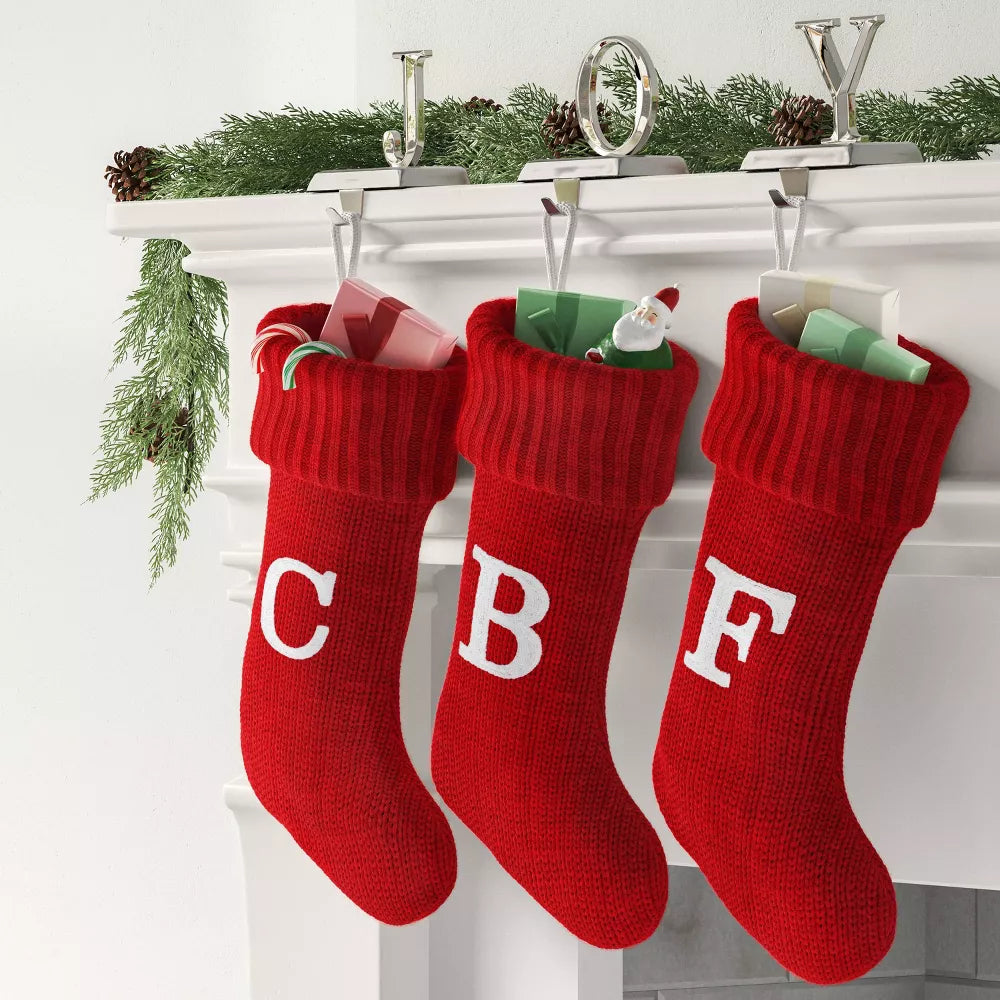 Knit Monogram Christmas Stocking Red, final cut