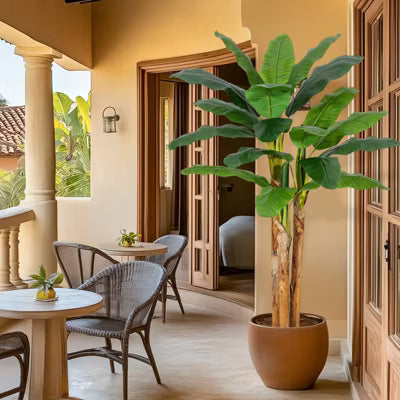 Tall Artificial Banana Tree, Fake Banana Tree w/ Large lush leaves