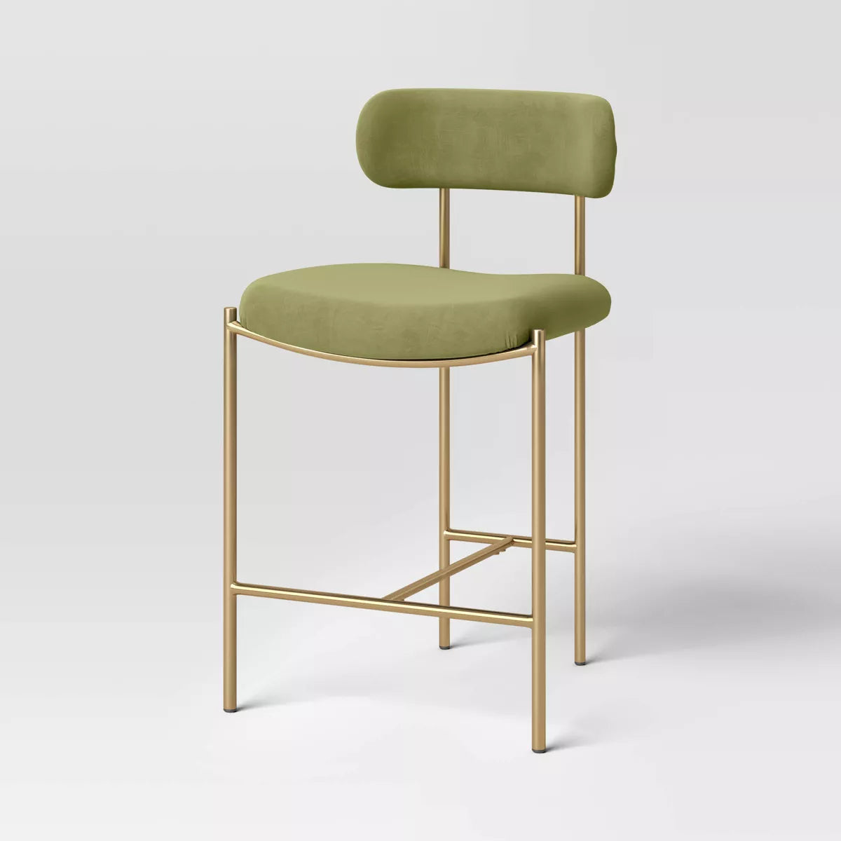 Orion Luxe Backed Counter Height Barstool with Brass Legs