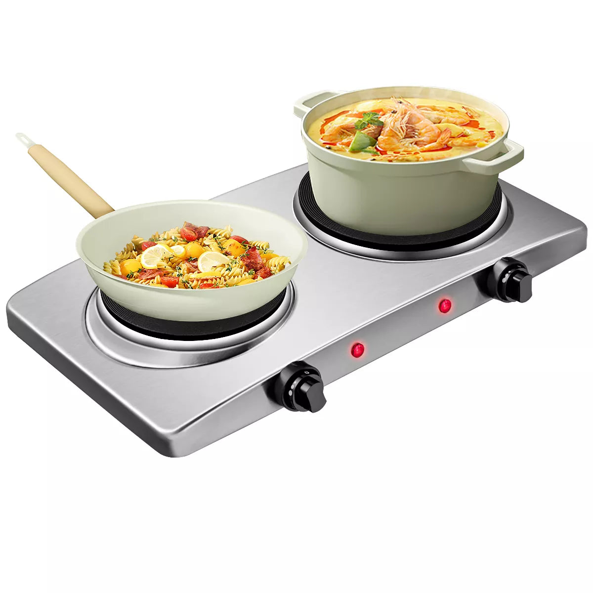 1800W Double Hot Plate Electric Countertop Burner Stainless