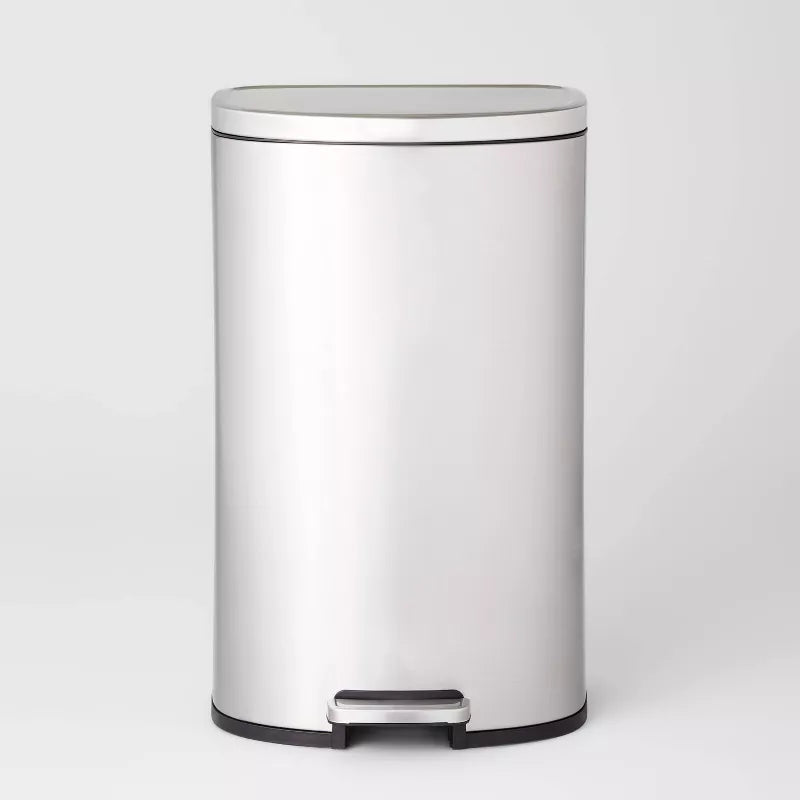 D Shape Step Trash Can - Stainless Steel, Kitchen Garbage Can, Smooth Finish, Indoor Use