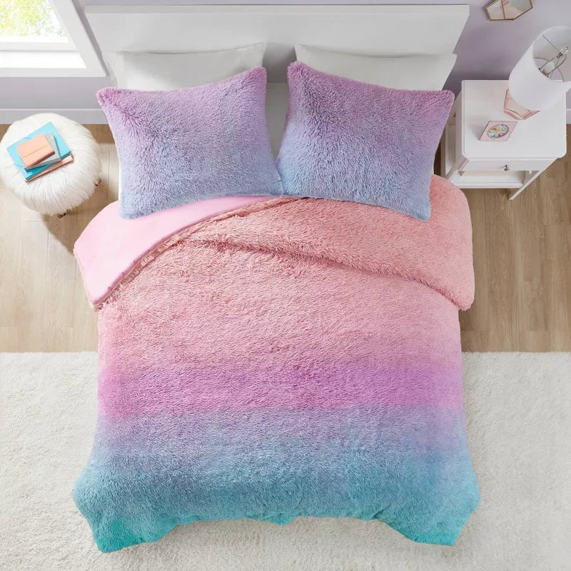 Evie Ombre Shaggy Faux Fur Kids' Duvet Cover ONLY - Twin/Twin XL