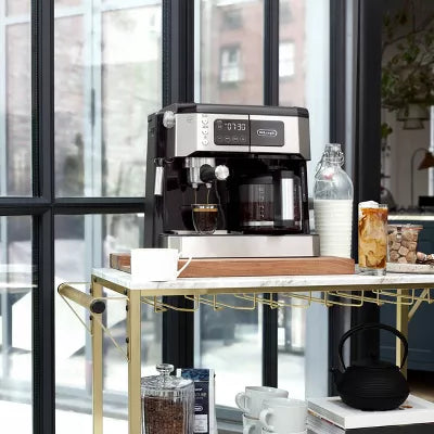 All-In-One Combination Coffee and Espresso Machine : 10-Cup, 15 Bars, Digital Timer, Black