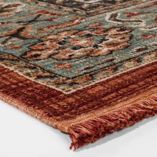 Floral Woven Rug Rust/Green - 7'x10'