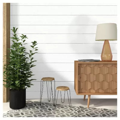 Textured Shiplap Peel & Stick Wallpaper White - Removable Vinyl, Wood Grain, Stain-Resistant, Washable