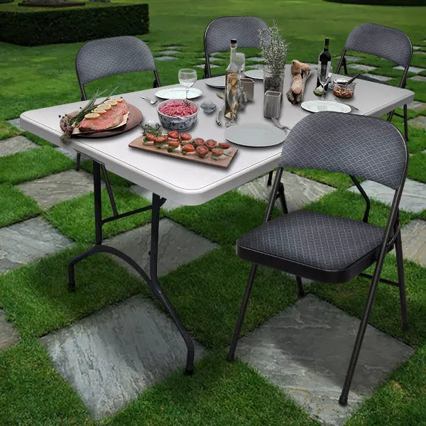4pk Fabric Padded Folding Chair Gray