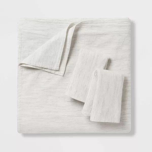 Space Dyed Cotton Linen Duvet Cover & Sham Set - King