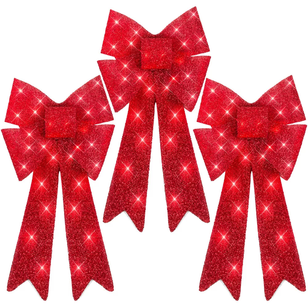 1-Piece Pre-Lit Christmas Bows, LED Holiday Décor w/ 8 Light Functions, final cut
