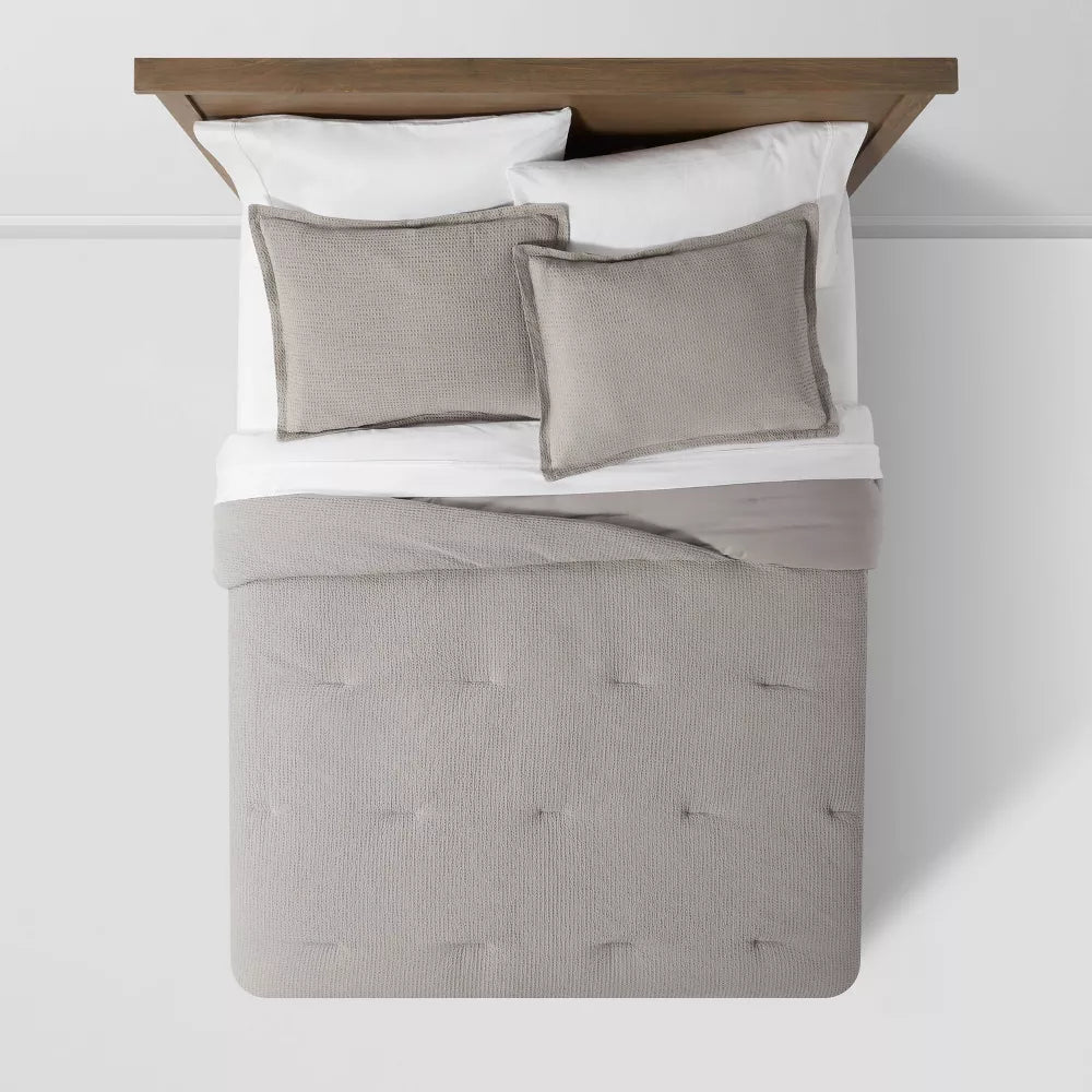 Washed Waffle Weave Comforter and Sham Set - King