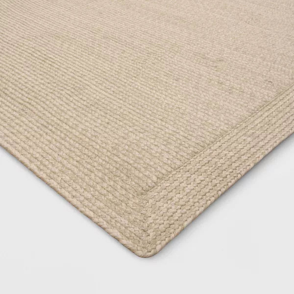 Natural Woven Rectangular Braided Outdoor Rug Heathered Cream  5'x7'