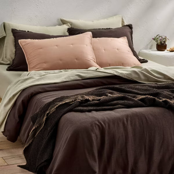 Heavyweight Linen Blend Comforter and Sham Set - Full/Queen