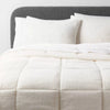 Luxe Box Stitch Faux Rabbit Fur Comforter and Sham Set Ivory - Full/Queen