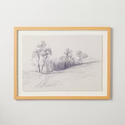 Hillside Sketch Framed Wall Art Black/white