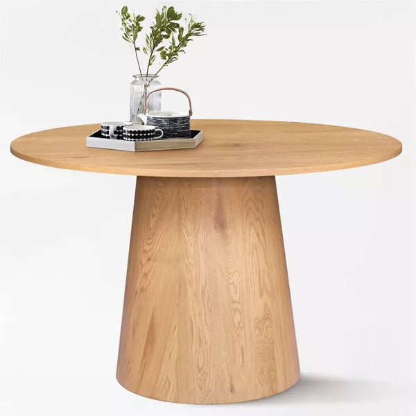 46" Grain Paper Round Top Pedestal Dining Table Natural base, White top 2 boxes